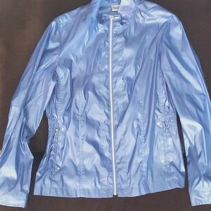 Chico’s Periwinkle Blue Purple Nylon Slicker Jacket Medium EUC